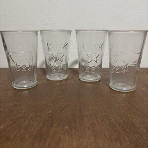 4 Vintage Libbey 1888 Milk Glasses, Raised Cow Design, Canadian Farmhouse Decor